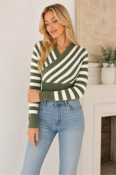 AQE FASHION Γυναικείο μακρυμάνικο πλεκτό πουλόβερ με διπλό γιακά, ελαστική μέ...