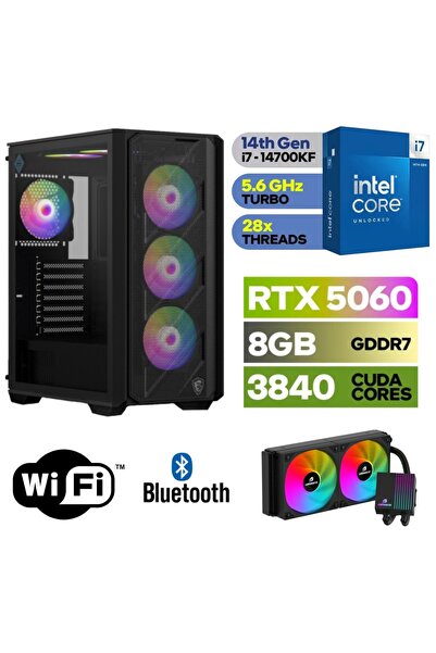 ASUS ŞAFAK-GAMİNG PC Intel Core i7 14700KF 32GB RAM RTX 5060 8GB 500GB M.2 SS...