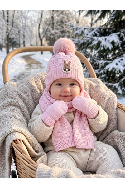 Aware Time Kitti 0-12 Ay Kız Bebek & Çocuk İçi Polarlı Atkı Bere Eldiven 3'lü...