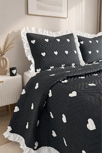 Çeyiz Diyarı Ultrasonic Quilted Passion Ruffled Double Pique Set 195X235 cm