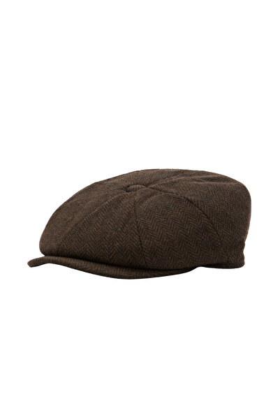 Barbour Fyne Tweed Baker Şapka BR91 Dark Brown