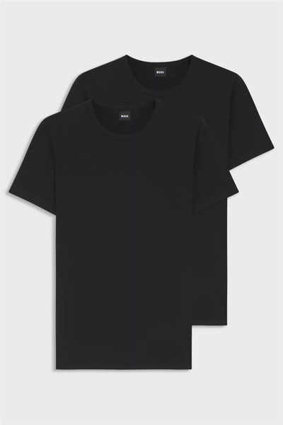 BOSS Erkek Bisiklet Yaka T-Shirt Siyah