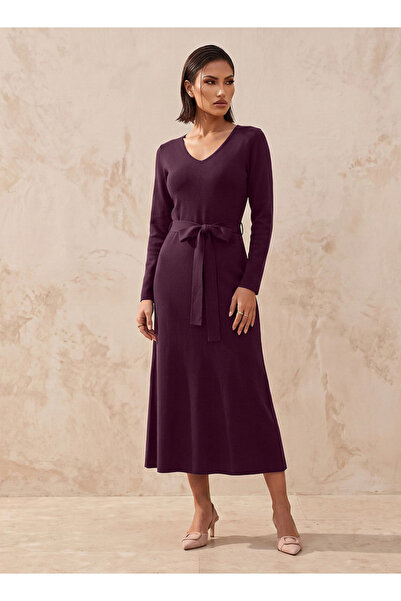 FAV V NECK KNIT LONG DRESS