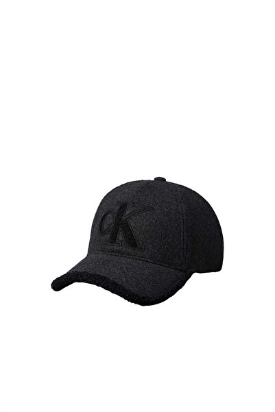 Calvin Klein Felt/ Sherpa Cap W/ Chenille Log Kadın Baseball Şapka Siyah