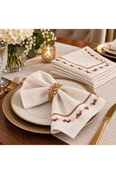 Zeren Home 6 Pieces of Zeren Motif Embroidery and Bronze Piko Detailed Dowry ...