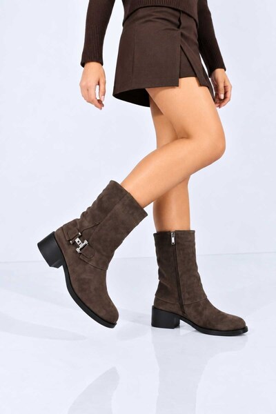 Bestello Laceless Zippered Genuine Leather Casual Boots 340-5203 Women's Boots