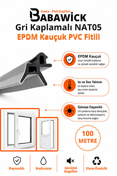 BABAWİCK Epdm Rubber Grey Coated Oil-Resistant Retrofit Gasket 100 Meters Nat...