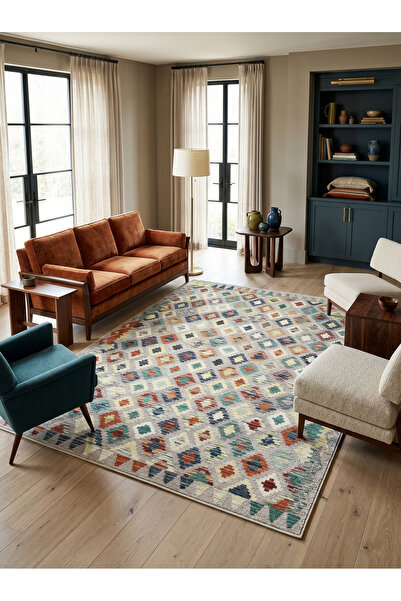 Rose'n Home Arte VN123-2 Modern Geometrik Desenli Renkli Dekoratif Salon Mutf...