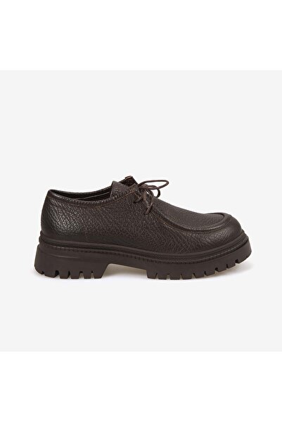 KEMAL TANCA Women's Genuine Leather 4cm Rubber Sole Lace-Up Casual Shoes 51456