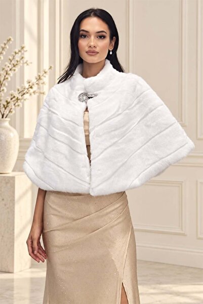 FashionForYou Οικολογική γούνα Οττάβια, με καρφίτσα και εσωτερικό κούμπωμα, Λ...