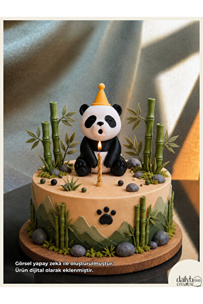 Dailyboo Creates Mum Üfleyen Panda Pasta Süsü-Doğum Günü,Parti,Pasta Süsleme-...