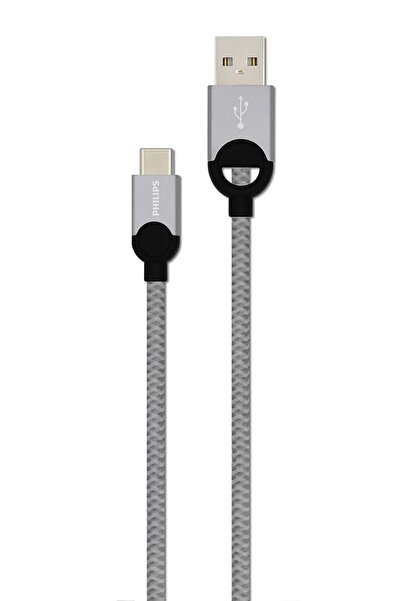 Philips DLC2628T/97 USB-A to USB-C Örgülü Hızlı Şarj Kablosu, 1.2 Metre, Gri
