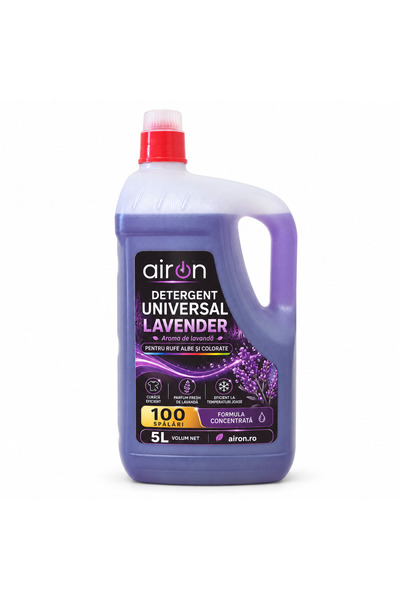 airon.ro Detergent Lichid Rufe, Parfum Lavandă, 5L, 100 Spălări, Universal