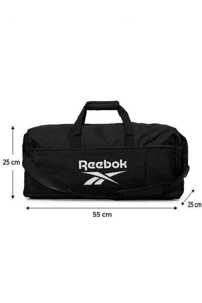 Reebok Unisex Siyah Spor Çantası Ayakkabı Bölmeli Omuz Askılı Fitness Antrenman Çantası 55X25X25CM