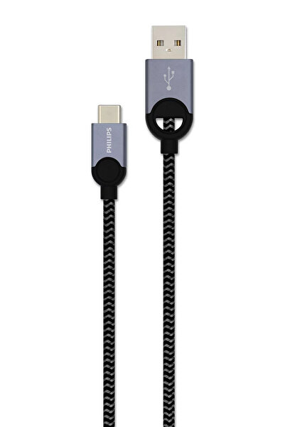 Philips DLC2628S/97 USB-A to USB-C Örgülü Hızlı Şarj Kablosu, 1.2 Metre, Gri