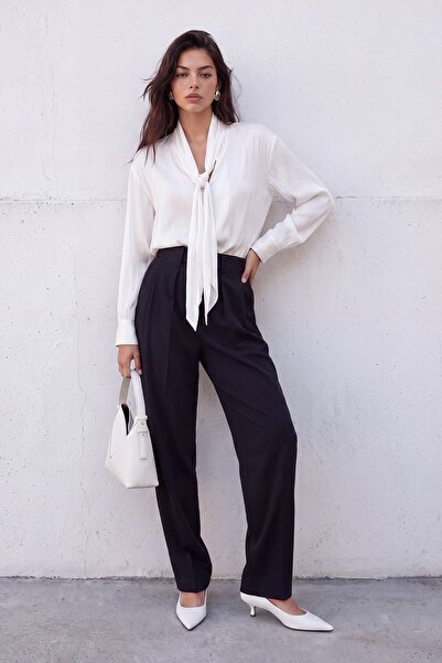 VAGGON High waist double pleated palazzo pants
