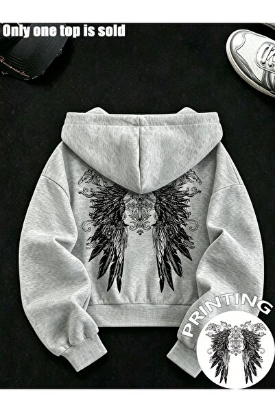 Toum Gothic Design Oversize Zippered Unisex Hooded Cardigan