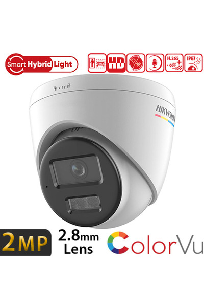 (DS-2CD1327G2H-LIUF) 2MP 2.8MM SESLİ SD KART IP67 COLORVU SMART HYBRID LIGHT IP DOME 30MT