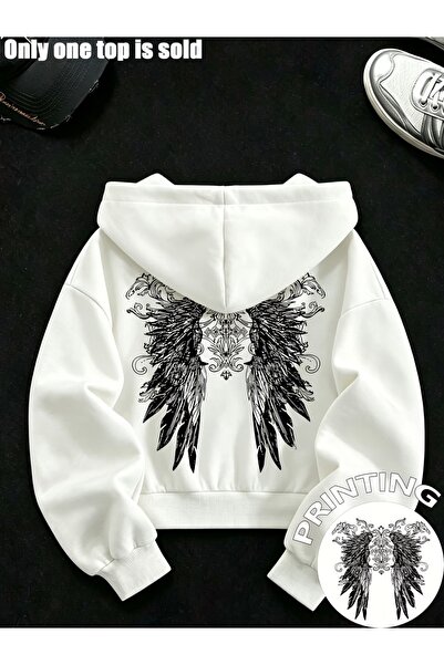 Toum Gothic Design Oversize Zippered Unisex Hooded Cardigan