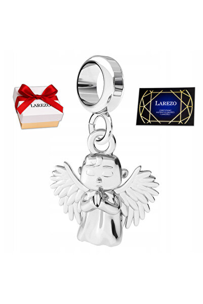Larezo Charm Talisman, Îngeraș Păzitor Pandantiv, Argintiu, Argint 925