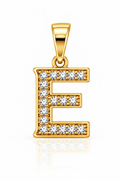 POKAK Xuping 14K Gold Altın Kaplama Zirkon Taşlı E Harf Kadın Unisex Kolye Uc...