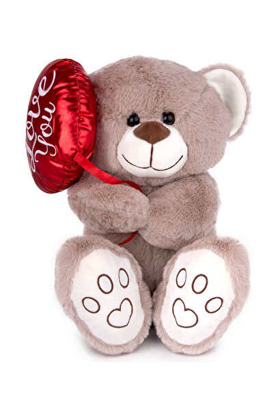 Generic Brand Ursuleț de pluș cu balon, gri, 22 cm