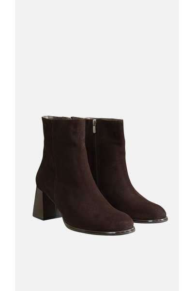 ESSO LA MİA Beverly Genuine Leather Classic Heeled Women's Boots with Zipper ...