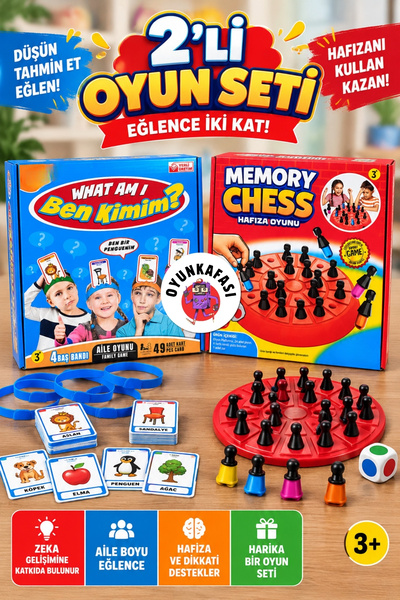 OYUNKAFASI Ben Kimim? ve Memory Chess Hafıza Oyunu 2’li Set – Çocuk Zeka Dikk...