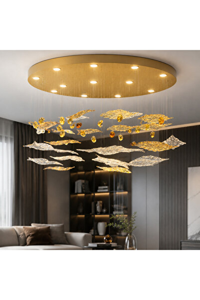 OEMS Oval Crystal Chandelier 120X60 Cm-Gold