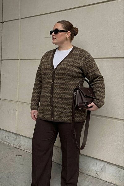 onno style women BÜYÜK BEDEN KLASİK TRİKO RENKLİ DÜĞMELİ ÇELİK ÖRGÜ KADIN CEKET
