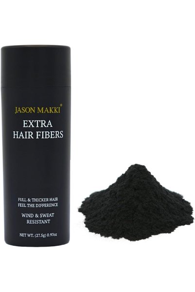 Jason Makki Extra Hair Fiber Powder 27.5g – Premium Cotton Hair Fibers for Thinning Hair
