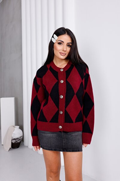 For Angels Cardigan cu nasturi cu model baklava