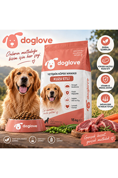 DOGLOVE KUZU ETLİ YETİŞKİN KÖPEK MAMASI 15KG