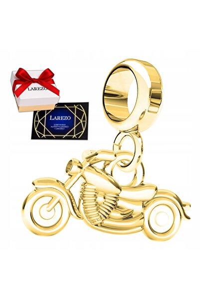 Larezo Charm Talisman, Motocicletă Pandantiv, Auriu, Argint 925