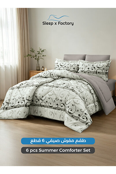 Sleep x Factory طقم لحاف من الألياف الدقيقة قابل للعكس مكون من 6 قطع 200×200 ...