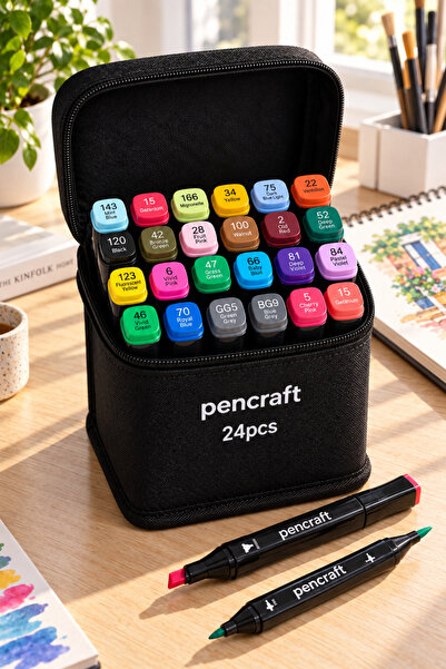 pencraft 24’lü Marker Boya Kalem Seti, Proje, Çizim ve Tasarım Kalemleri