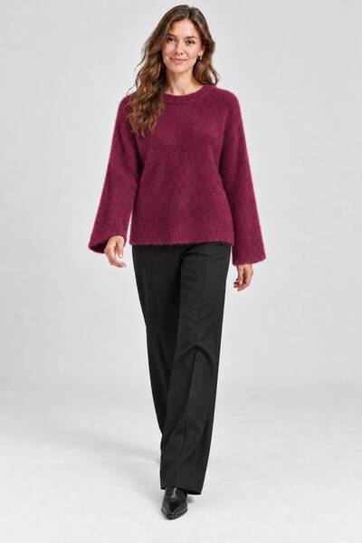 Sfg Life Moda Women's Bearded Hooded Knitwear Sweater Oversize Crew Neck Wide...