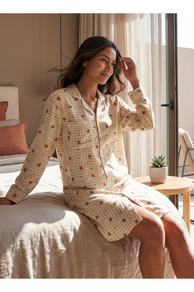 FAV Intimates Above Knee Length Sleepshirt with Bear Print