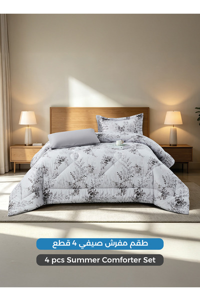 Sleep x Factory طقم لحاف من الألياف الدقيقة قابل للعكس مكون من 4 قطع مقاس 140...