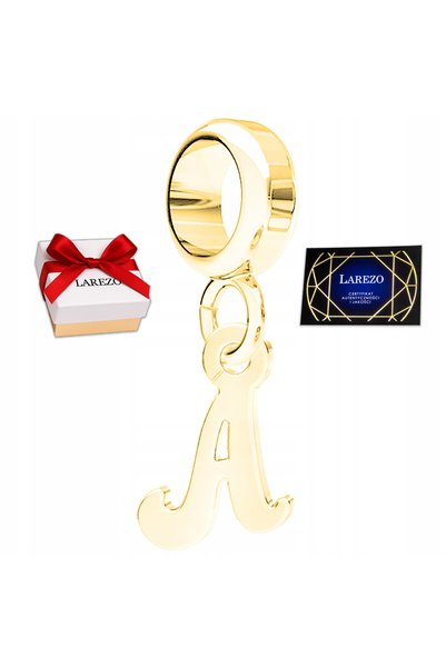 Larezo Charm Talisman, Inițială Litera A Zirconiu, Auriu, Argint 925
