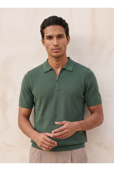FAV FLAT KNIT ZIP POLO