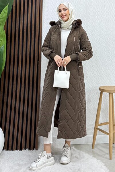 lizatesettür Daisy Kapitone Şişme Mont Kahve