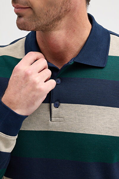 ENQUE Men's Polo Neck Long Sleeve Sweatshirt