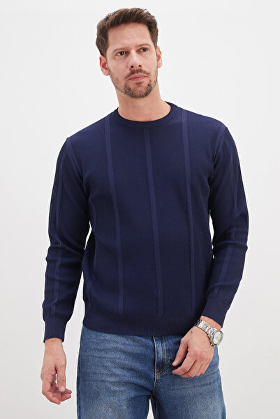 Fulla Moda Ribbed Crew Neck Regular Fit Knitwear Sweater
