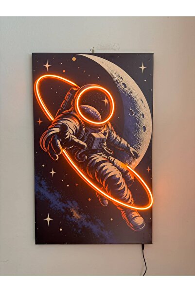 Eker Reklam Ajansı Neon Ledli Astronot Tablosu – Uzay Ay Temalı Modern Vinil ...