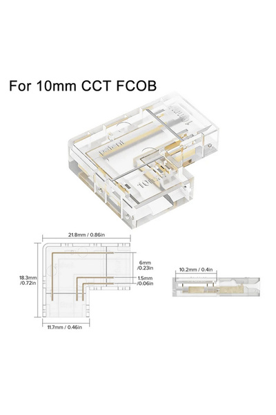 Ledarmy 4 Adet 10 mm CCT COB LED Şerit L Köşe Konnektörü 3 Pin Şeffaf Lehimsi...