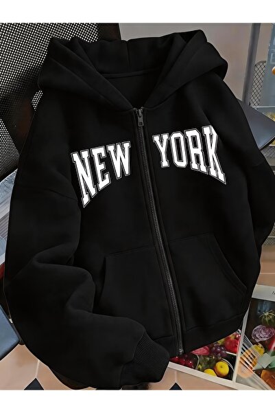 Toum New York Design Oversize Zippered Unisex Hooded Cardigan