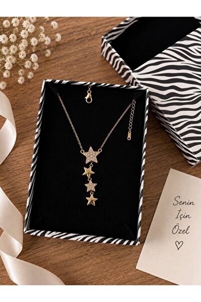 GK LUXURY & FASHION Women's Gold Steel Star Necklace with Stone and Dangling ...