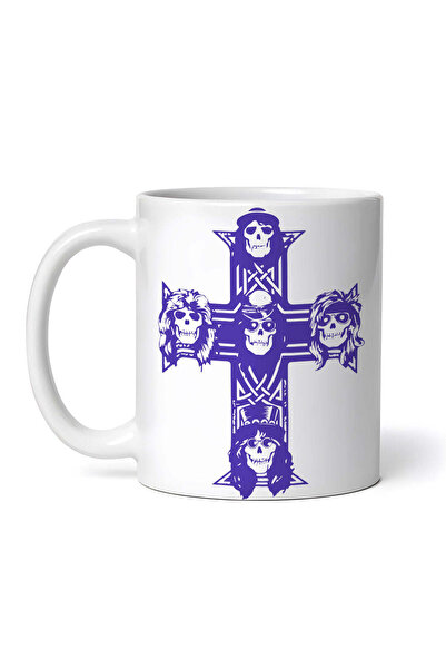 INOVATIX Personalized White Mug, Guns N' Roses Skull Cross, Inovatix®. 330ml