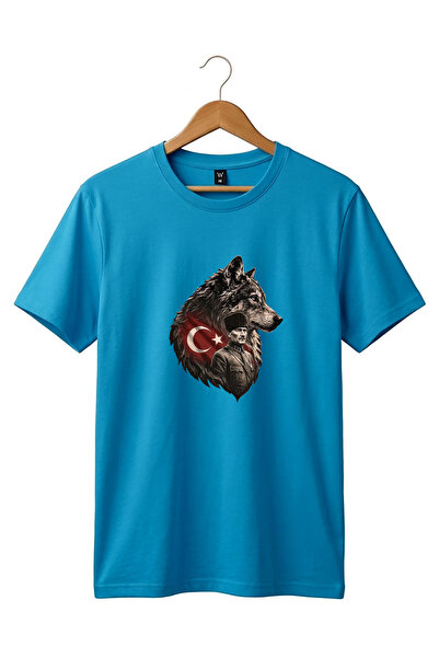 The Baski Ataturk Turkish Flag and Wolf Printed Turkish Republic Bozkurt 100%...